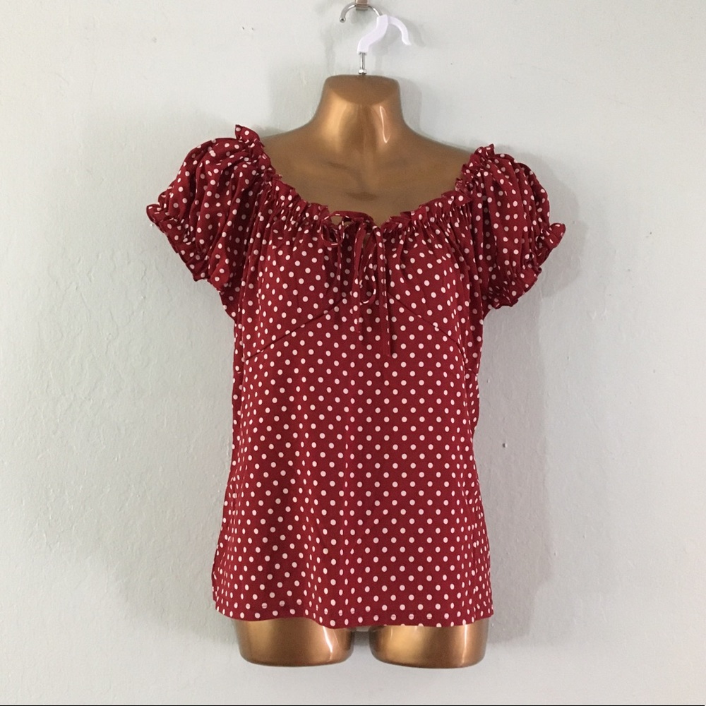 Polka Dot Blouse in Burgundy